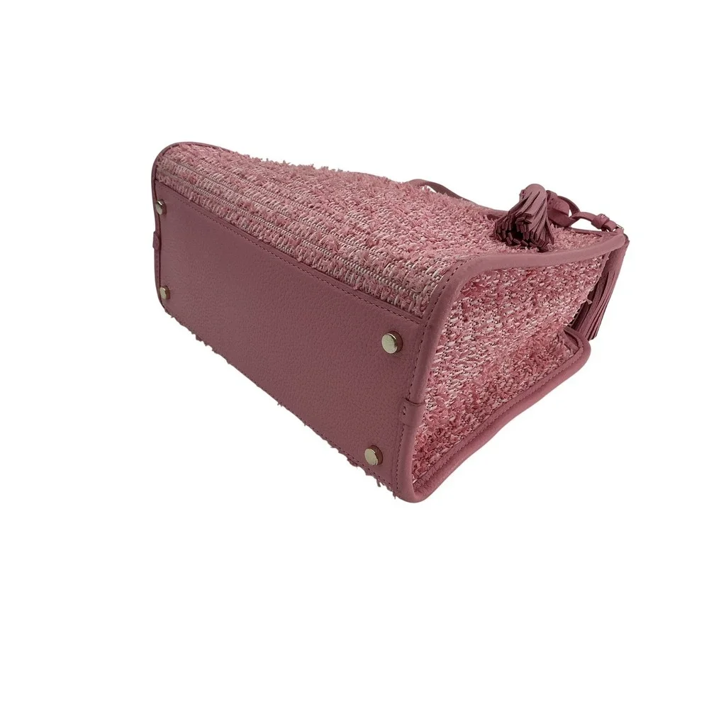 Kate Spade New York Pink Woven Leather Tassel‎ Satchel Handbag Purse